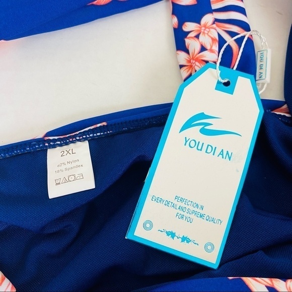 You Di An V Neck One Piece Floral Swim Suit Size 2X - Picture 8 of 8